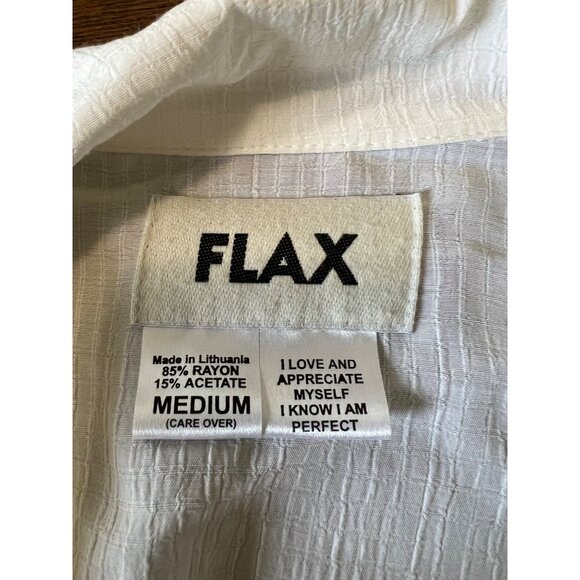 Flax White Tunic Shirt Cover Up Button Front Long Sleeve Oversized Crinkle Gauze - Picture 6 of 8